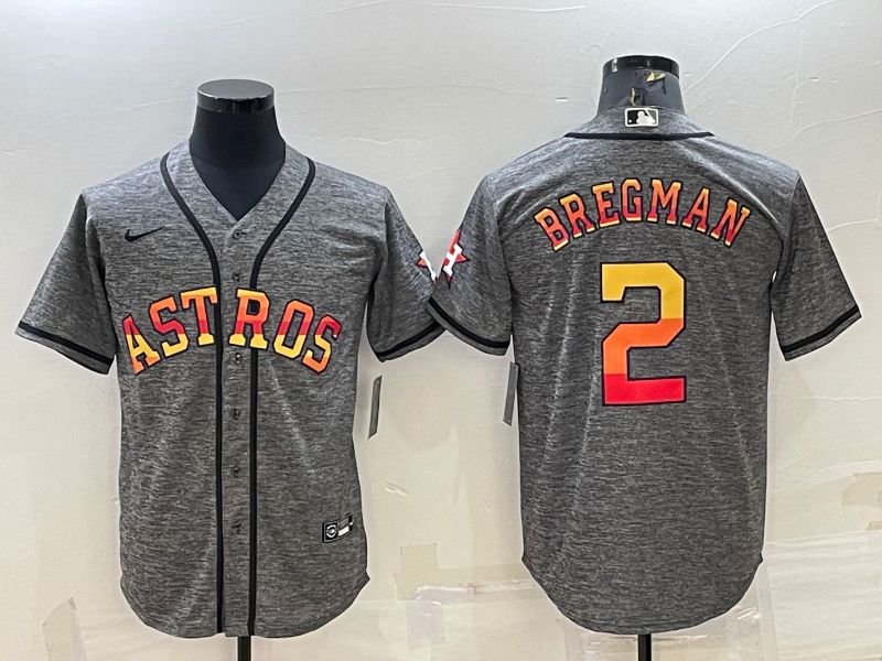 Men Houston Astros #2 Bregman Grey hemp ash Rainbow Game Nike 2022 MLB Jerseys